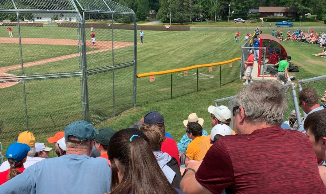 A view of the baseball field from the bleachers.